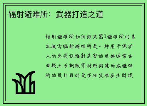 辐射避难所：武器打造之道